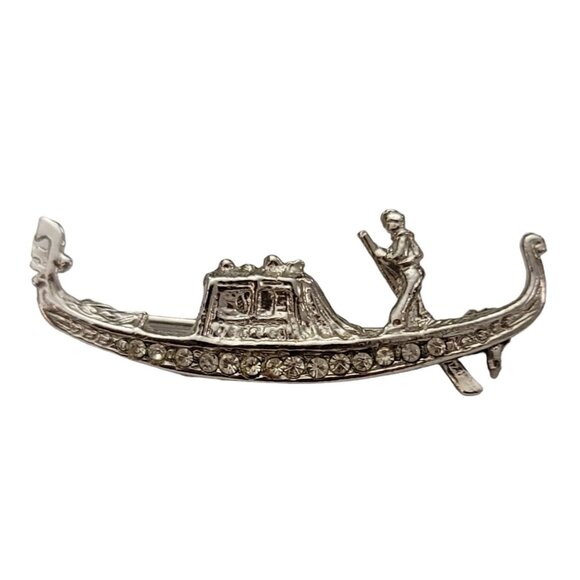 800 Sterling Silver Man in Boat Pin Brooch K644 - Picture 7 of 7